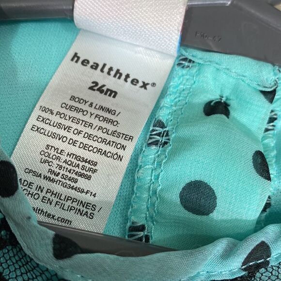 healthtex Baby Infant Girl Teal Polka Dot Dress - Picture 6 of 7